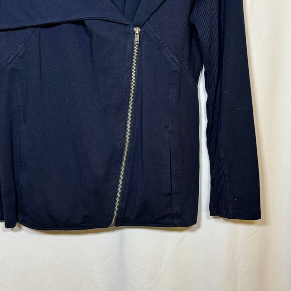 Style & Company Knit Jersey Moto Jacket Sweater Blue Size M Medium - Picture 5 of 10
